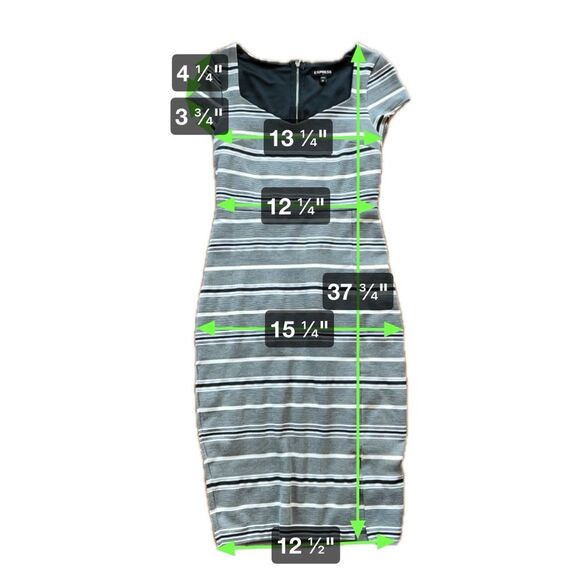 Express Black and White Asymmetric Slit Bodycon Dress Women’s Size XS - Picture 7 of 7